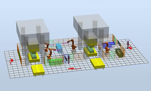 ABB機器人汽車引擎蓋沖壓自動化產線